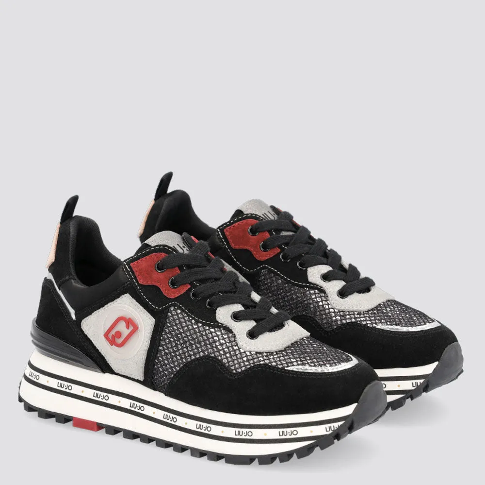 Scarpe Donna LIU JO Sneakers Platform in Suede con Paillettes colore Nero