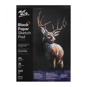 Signature Black Paper Sketch Pad 140gsm A4 25 Sheet