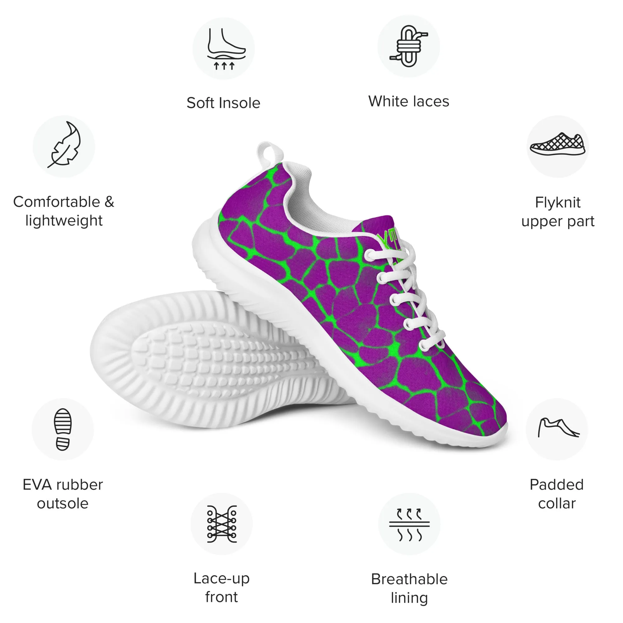 Sixty Eight 93 Lime Green & White Boa Purple Lime Men's Athletic Shoes