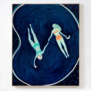 Star Swims Canvas Print 45cm x 55cm Oak Frame