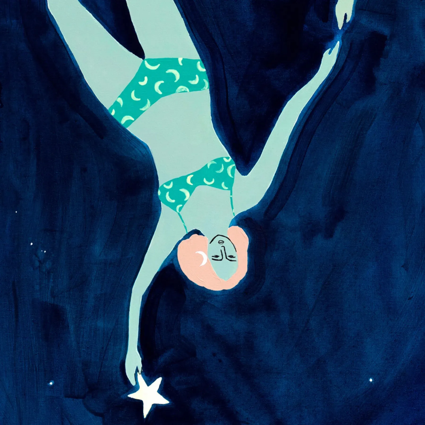 Star Swims Canvas Print 45cm x 55cm Oak Frame