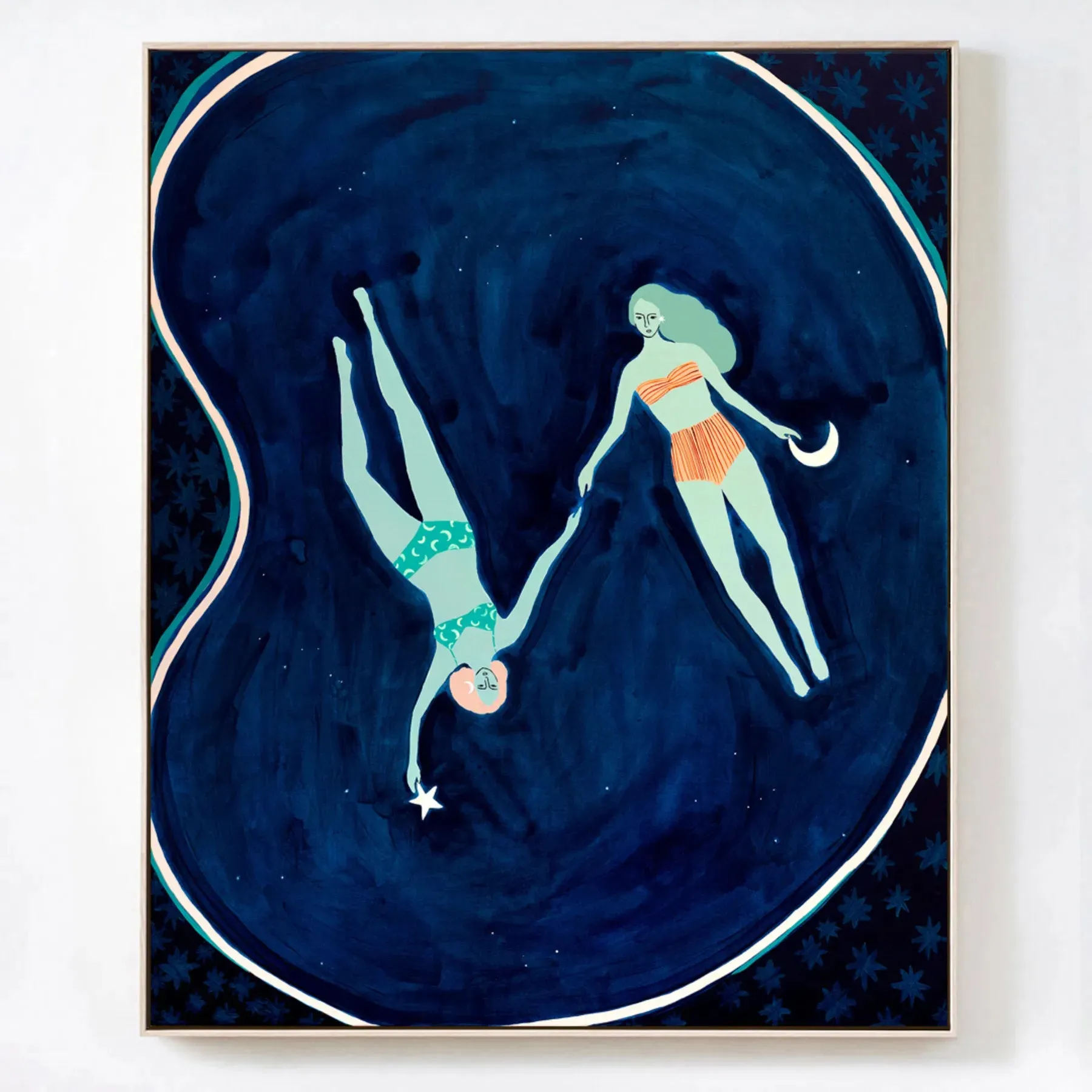 Star Swims Canvas Print 45cm x 55cm Oak Frame