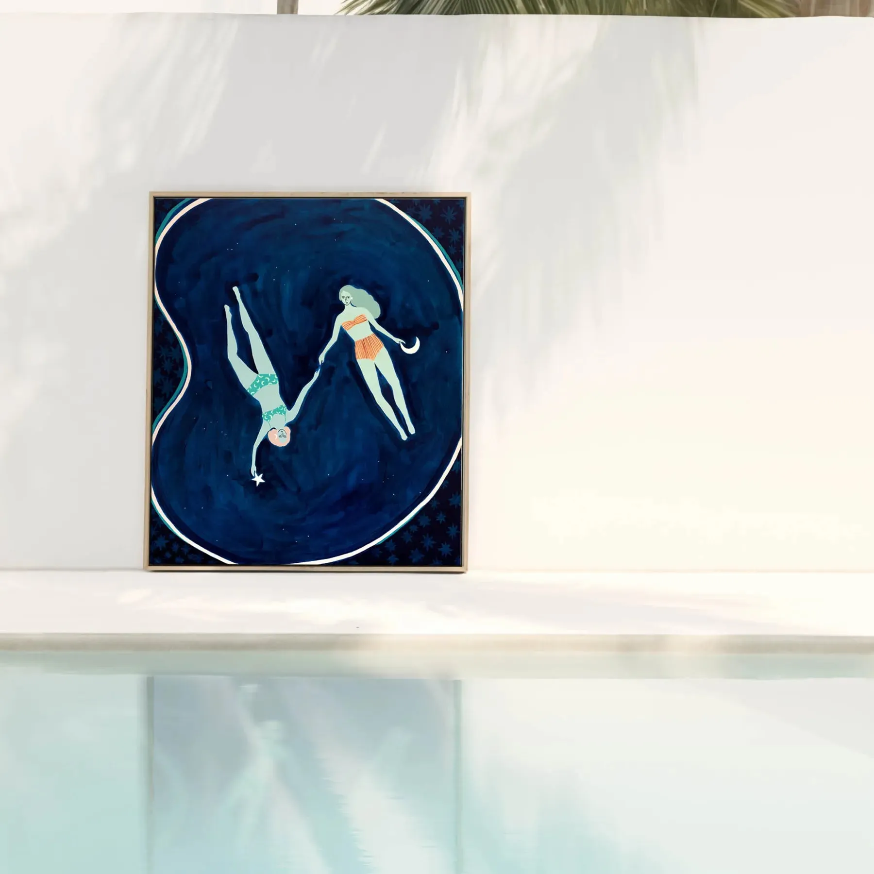 Star Swims Canvas Print 45cm x 55cm Oak Frame