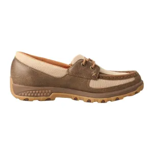 'Twisted X' Women's CellStretch Boat Shoe Driving Moc - Bomber / Khaki