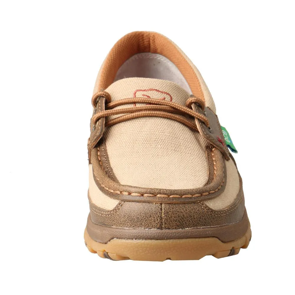 'Twisted X' Women's CellStretch Boat Shoe Driving Moc - Bomber / Khaki