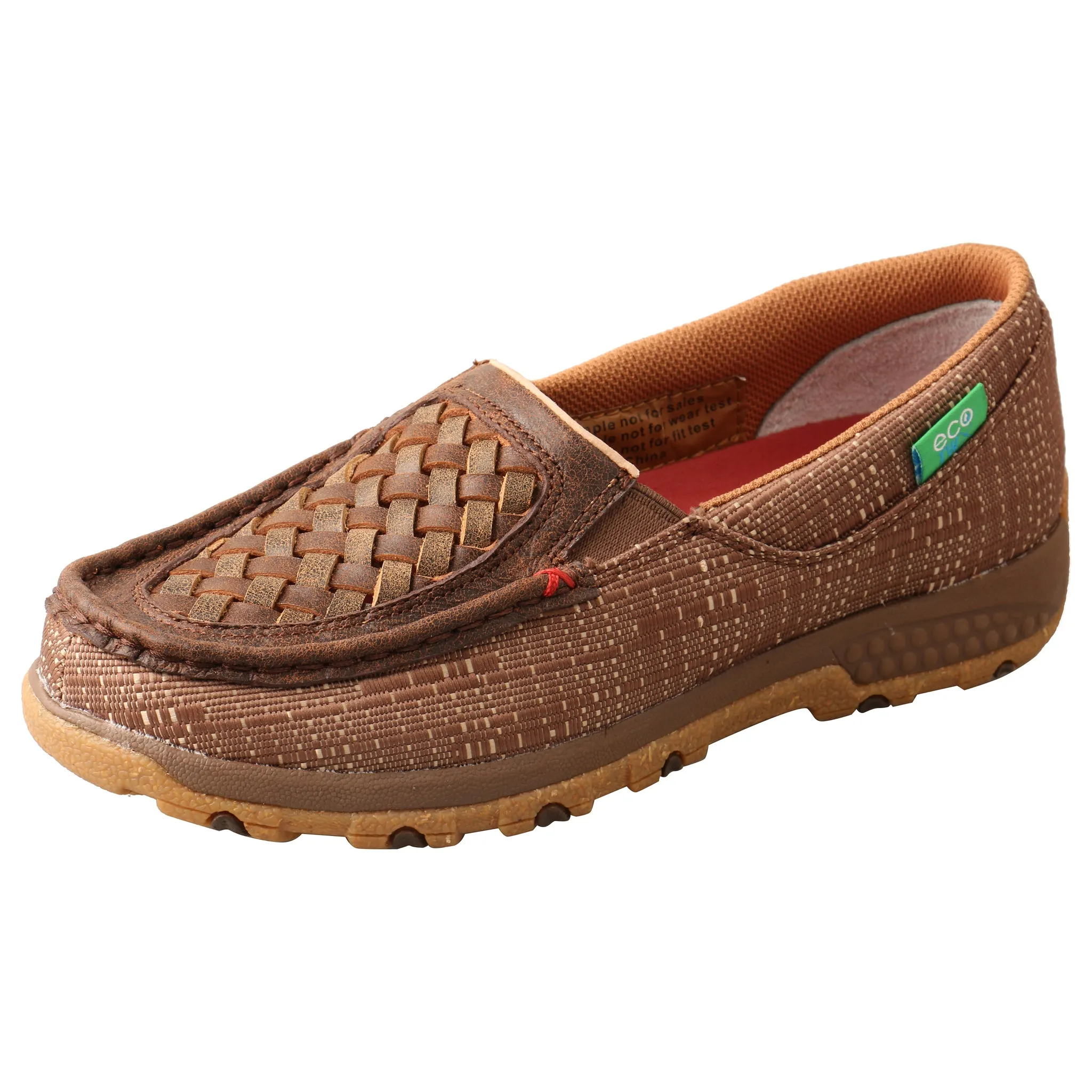 'Twisted X' Women's Cellstretch Slip On Driving Moc - Woven Brown / Coffee
