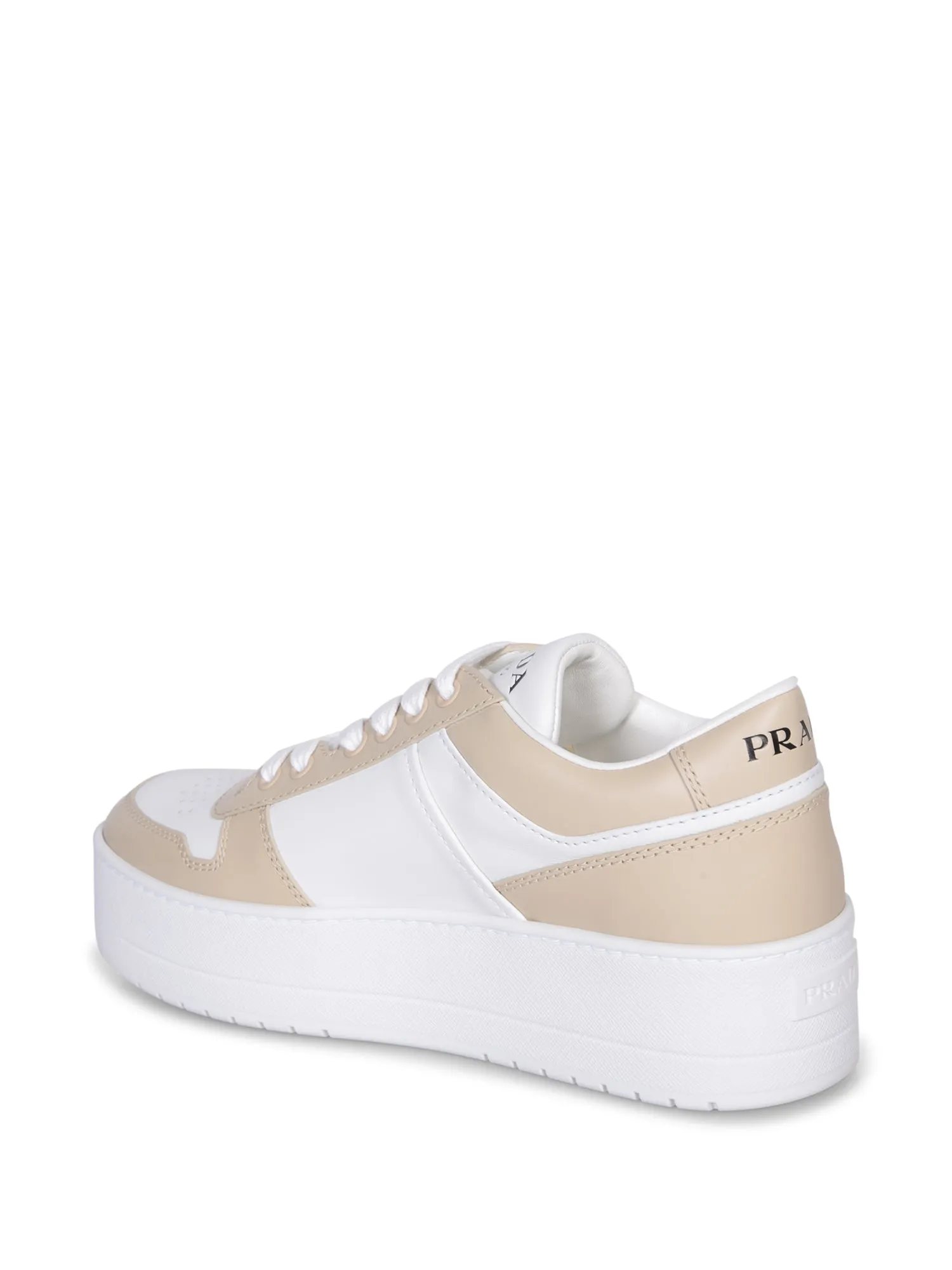 White and Beige Platform Sneakers