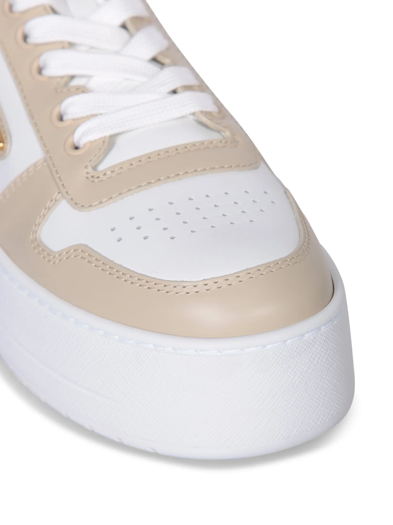 White and Beige Platform Sneakers