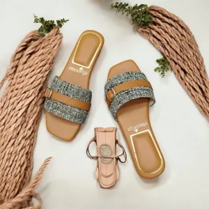 Women Stylishr Brown  Embellished Flat Sandals Grey